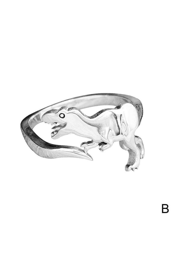 1* Dinosaur Ring Silver Band Ring Cute Silver Ringbest Giftdainty Love N7H4