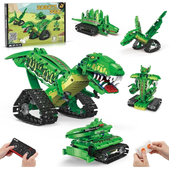in 1 Dinosaur Toy for 6-12 Years Old Kids Boys, Robot Dino Building Set with APP & 2.4GHz Remote Control Science Programmable Building Block Dinosaur Kit, Birthday Gifts for Age 14+