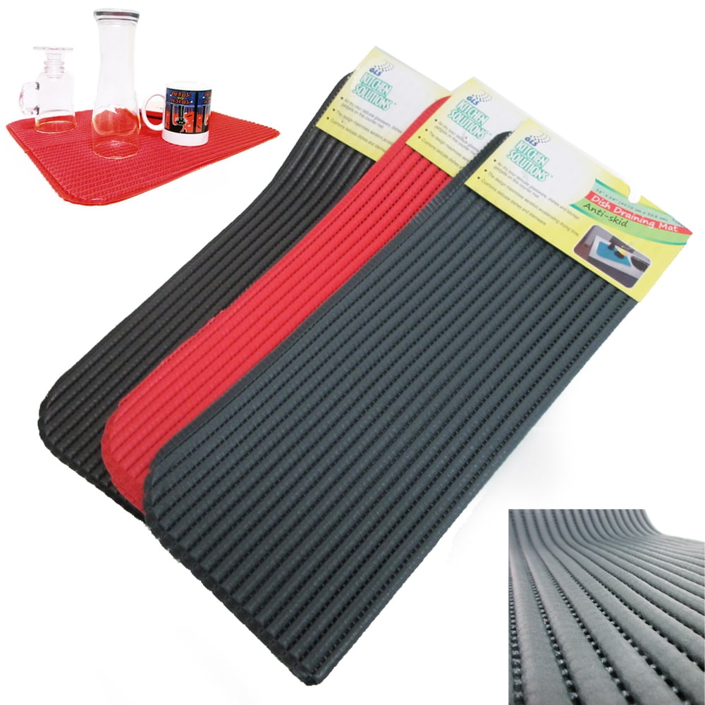 Unique Bargains Kitchen Silicone Dish Drying Mat Set Under Sink Drain Pad  Heat Resistant Red 8.5 x 6 x 0.24 inch