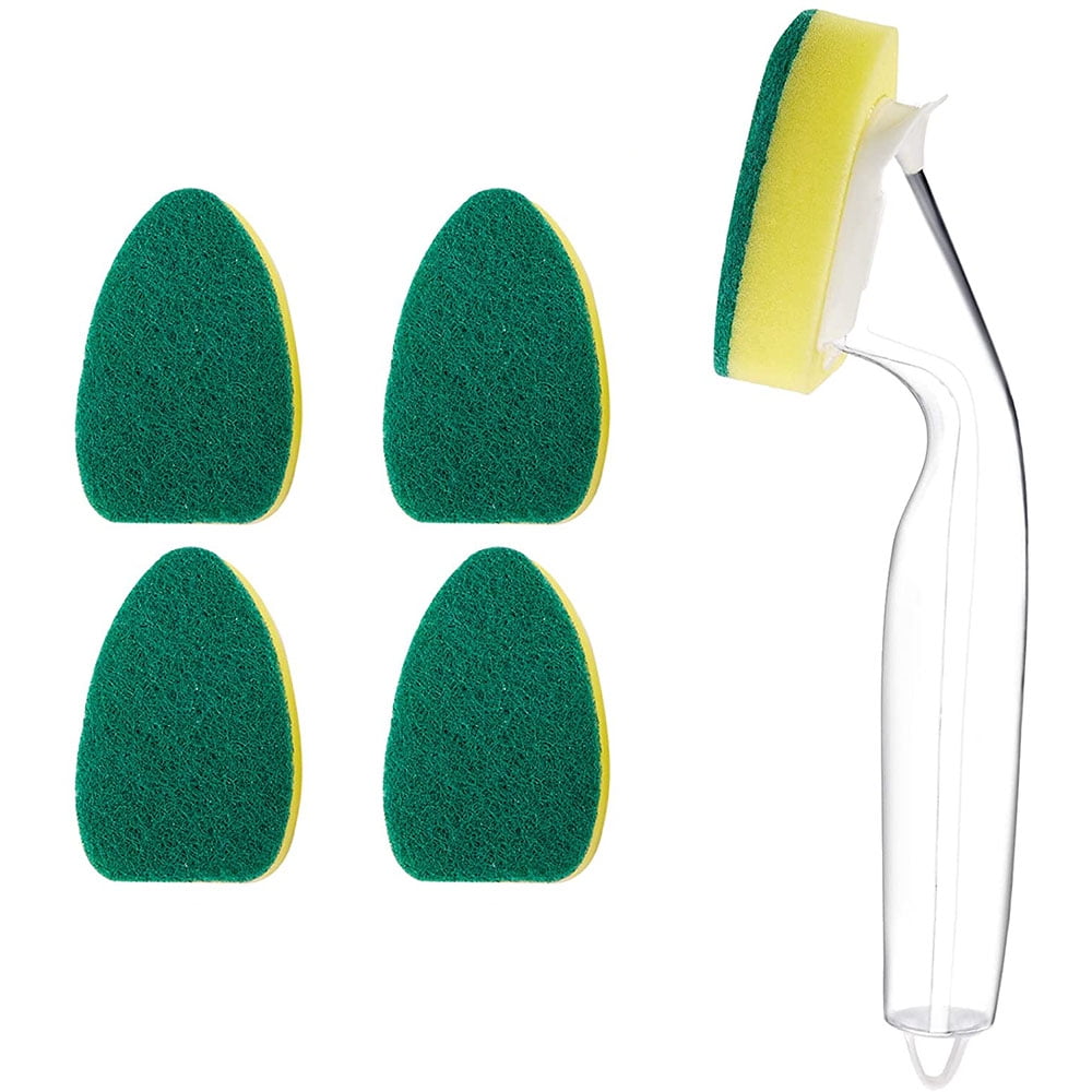 Wand Sponge With Handle Kitchen Scrubber Brush Dish Brush Refills Includes  1 Dishwasher Rod And 9 Replacement Heads For Kitchen Sink Bathroom Cleaning