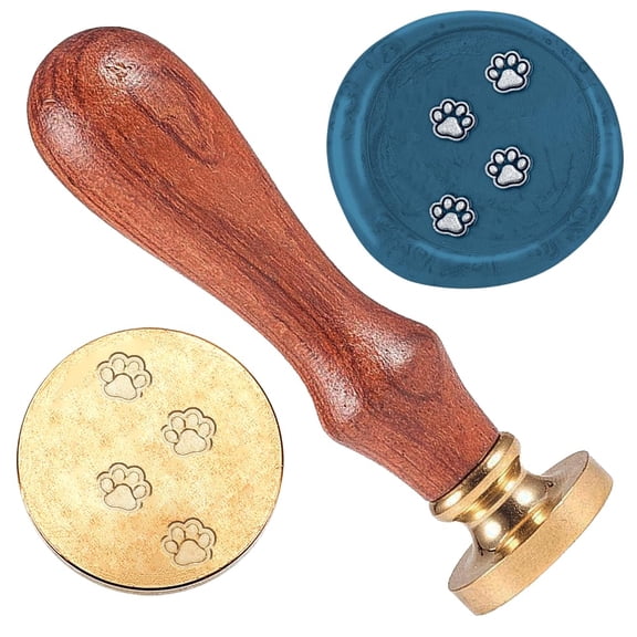 1" Dog Paw Wax Seal Stamp Retro Sealing Stamps Removable Brass Head Seal Stamp with Wooden Handle Sealing Wax for Envelope Greeting Card Letter Wedding Invitations Gift Wrapping Decor