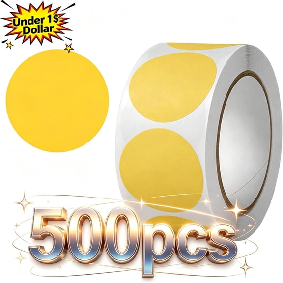 Under 1$ Dollar 500 Pcs 1 Inch Round Color Dot Stickers, Self‑Adhesive Circle Label Stickers for Marking, Scrapbooking, Gift Wrapping, DIY Crafts, Home Office Organization, Classroom Decoration
