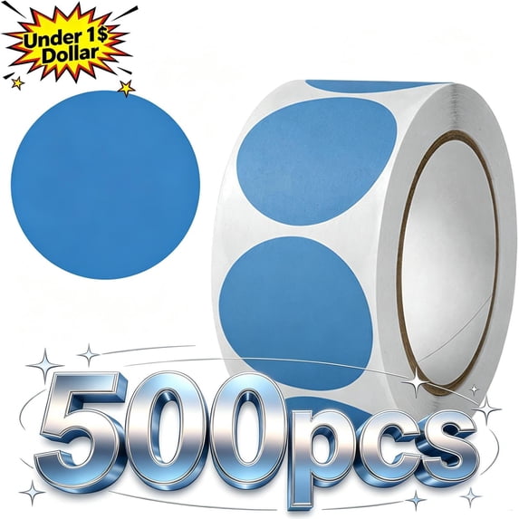 Under 1$ Dollar 500 Pcs 1 Inch Round Color Dot Stickers, Self‑Adhesive Circle Label Stickers for Marking, Scrapbooking, Gift Wrapping, DIY Crafts, Home Office Organization, Classroom Decoration