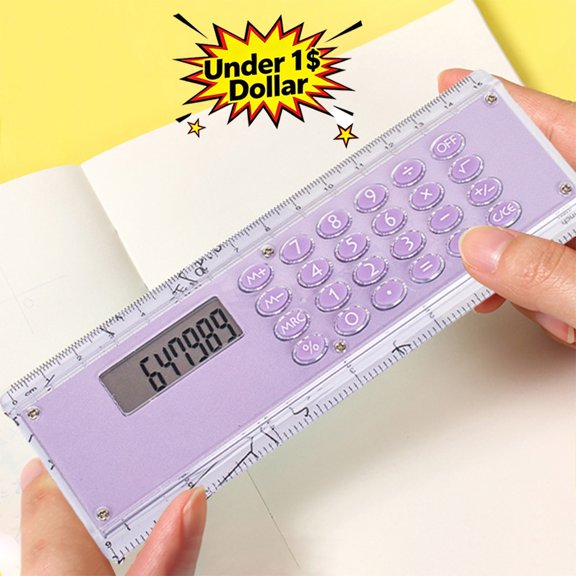 Under 1$ Dollar 6 Inch 2‑in‑1 Calculator Ruler, Dual‑Sided ABS Plastic Measuring Tool with Basic Math Functions, Portable Lightweight Standard Scale for Office, Home & Daily Use