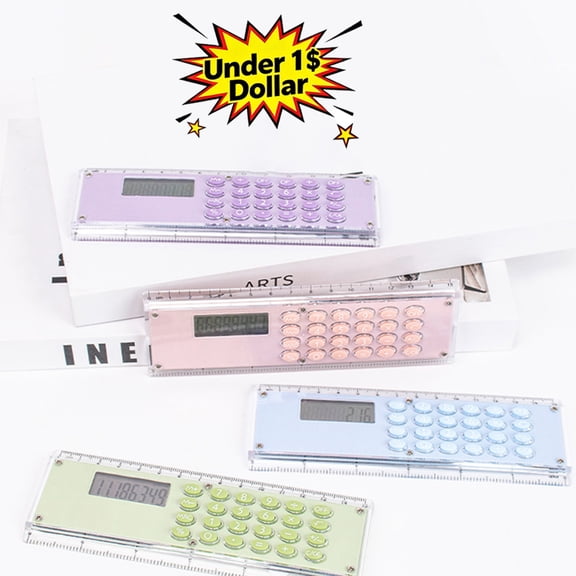 Under 1$ Dollar 6 Inch 2‑in‑1 Calculator Ruler, Dual‑Sided ABS Plastic Measuring Tool with Basic Math Functions, Portable Lightweight Standard Scale for Office, Home & Daily Use