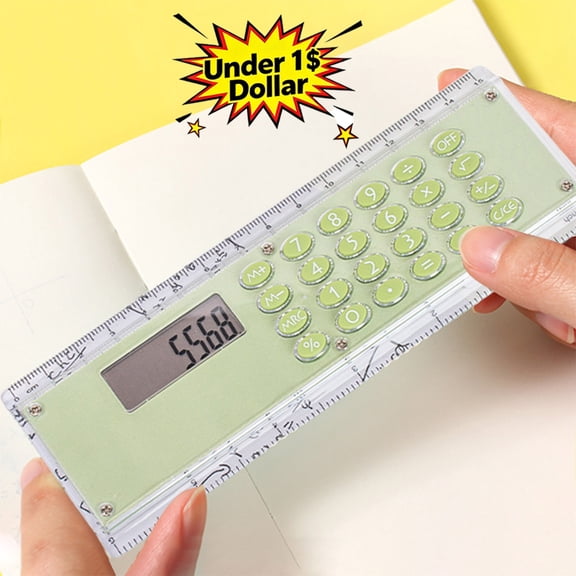 Under 1$ Dollar 6 Inch 2‑in‑1 Calculator Ruler, Dual‑Sided ABS Plastic Measuring Tool with Basic Math Functions, Portable Lightweight Standard Scale for Office, Home & Daily Use