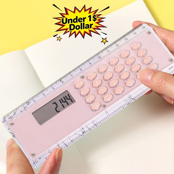 Under 1$ Dollar 6 Inch 2‑in‑1 Calculator Ruler, Dual‑Sided ABS Plastic Measuring Tool with Basic Math Functions, Portable Lightweight Standard Scale for Office, Home & Daily Use
