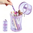 thumbnail image 1 of Under 1$ Dollar Clear Mesh Cylindrical Pencil Case, Large‑Capacity Pencil Box, Vertical Round Stationery Organizer, Multi‑Use High‑Value Gauze Pen Pouch for College, Office & Daily Classroom Supplies, 1 of 7