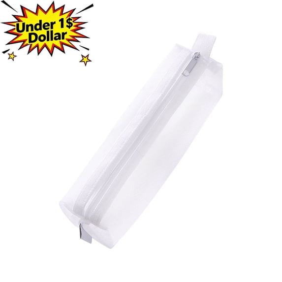 Under 1$ Dollar Clear Mesh Pencil Case, Large Capacity Portable Zipper Pencil Box, Multi‑Purpose Storage Pouch for Pens, Cosmetics, Travel Essentials & Office Supplies