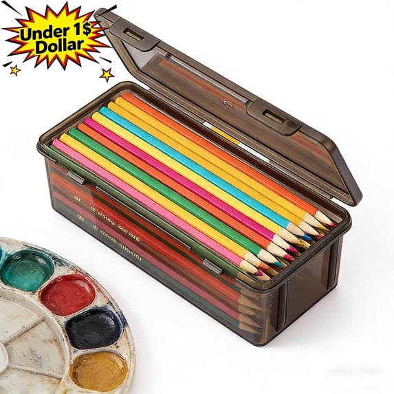 Under 1$ Dollar Extra Large Capacity Clear Pencil case, Stackable Stationery Pencil Box Organizer with Snap‑Tight Lid, Desk Caddy for Pens, Markers, Erasers, Tape & Office Art Supplies