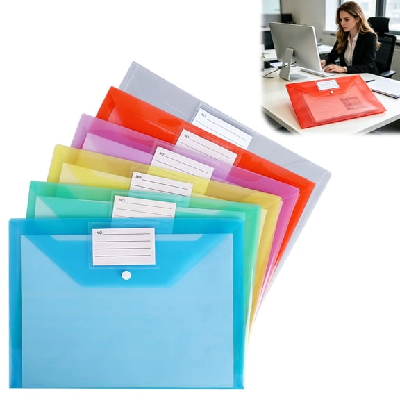 Under 1$ Dollar! Tarmeek A4 Snap File Bag, Waterproof Plastic Envelope with Snap Button Folder, Document Folder for Office Home, Blue PP Plastic, Large Capacity