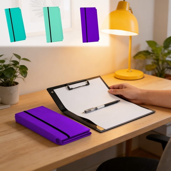 Under 1$ Dollar! Tarmeek Portable 3-Fold Clipboard File Folder Letter Size Expanding File Organizer with Elastic Strap for Office Workers, Light Blue Plastic 3-Compartment