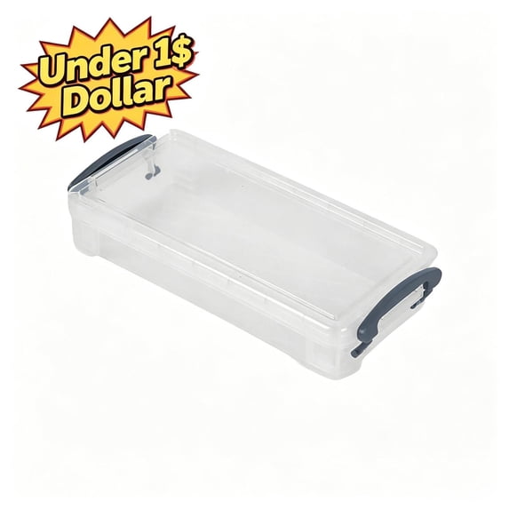 Under 1$ Dollar Thickened Clear Pencil Box with Double Ear Buckle,Pencil case, Portable Art Stationery Tool Case,Sketching Supplies, Classroom Storage Box,Gray