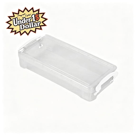 Under 1$ Dollar Thickened Clear Pencil Box with Double Ear Buckle,Pencil case, Portable Art Stationery Tool Case,Sketching Supplies, Classroom Storage Box,White