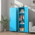 thumbnail image 1 of 1 Door 51.3" Metal Locker Storage Cabinet Steel  Wardrobe Changing Room Locker Cabinet Box with 2 Adjustable Shelves Steel Locker File Cabinet Organizer for School Gym Home Office, 1 of 6