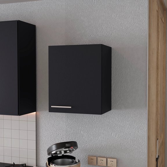 1 Door Black Wall Cabinet For Bathroom Organization - Space Saving Design Small Kitchens Easy To Assemble
