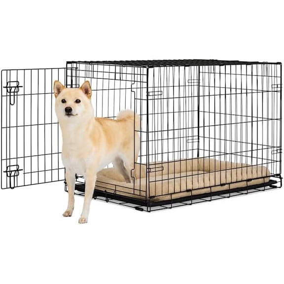 1-Door Dog Crate Large 36" L X 22.8" W X 24.8" H Black: with Handles