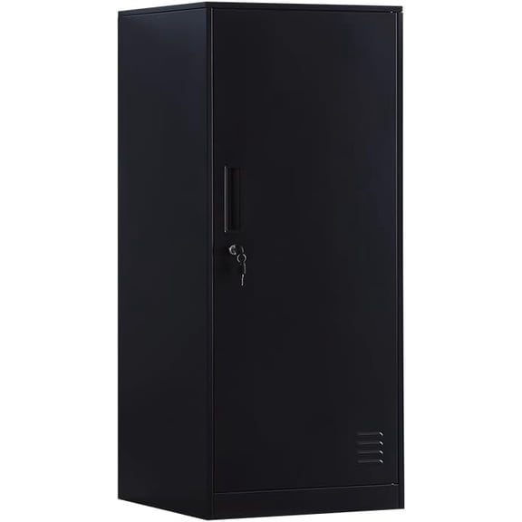 1 Door Metal Vertical Storage Locker for Kids Bedroom, Children Room, School, Office, Home,Stackable Steel Storage Cabinet for Toys, Sports Equipment,Anti-Tilting Device.(Black, 1D)