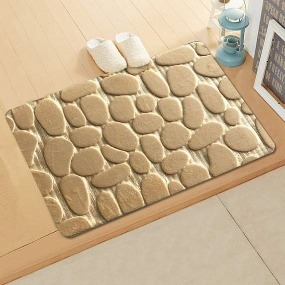 1 Doormat Bathroom Rug Polyester Flannel Household Pebbles Floor Mat Absorbent Anti-Slip Mat Bedroom Entry Mat Bathroom Carpet Oval Flannel Carpet