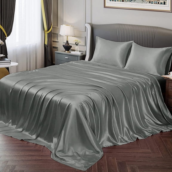1 Double Bedsheet For King Size With 2 Pillow Covers - 108 X 108 Inches, Grey | Perfect For Romantic Night, Excellent Gift For All Celebrations Bedsheet