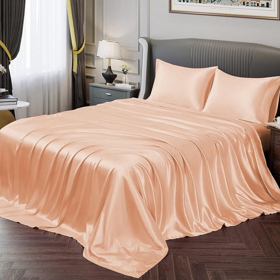 1 Double Bedsheet For King Size With 2 Pillow Covers - 108 X 108 Inches, Peach | Perfect For Romantic Night, Excellent Gift For All Celebrations Bedsheet
