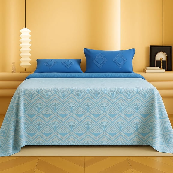 1 Double Bedsheet With Two Pillow Covers - 90 X 94 Inches, Sky Blue | 300 Thread Count Super Soft Bed Sheet For King Size Bed - Perfect Gift For Wedding, Anniversary