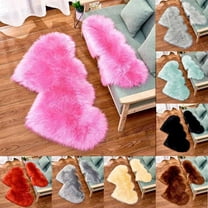 1 Double Heart Rug Wool Imitation Sheepskin Rugs Faux Non Slip Bedroom Shaggy Carpet Mats Carpet