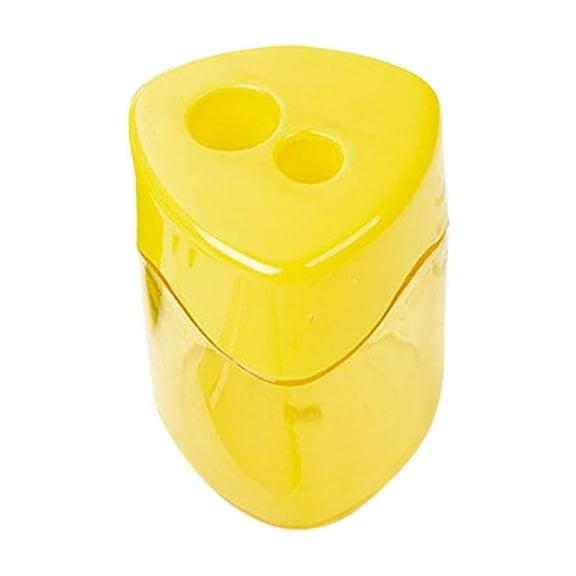 Under $1, Double Pencil Sharpener, Double Hole Pencil Sharpener, Compact Handheld with Transparent Case, Durable Design, Dual Hole Sharpener, Yellow by Goohae