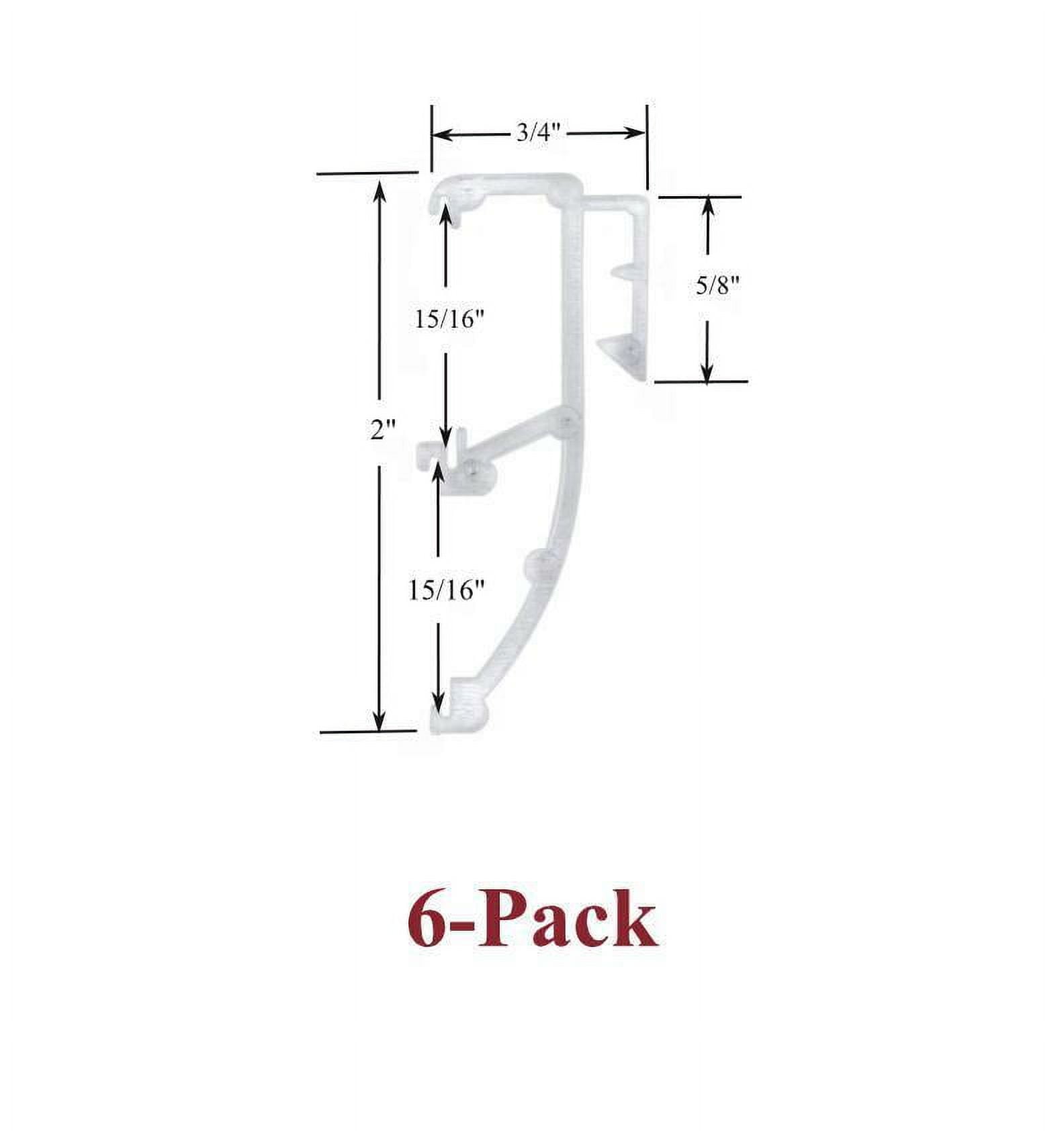 1" Double Slat CLEAR VALANCE CLIPS for Horizontal Wood or Mini Blinds (6Pack)