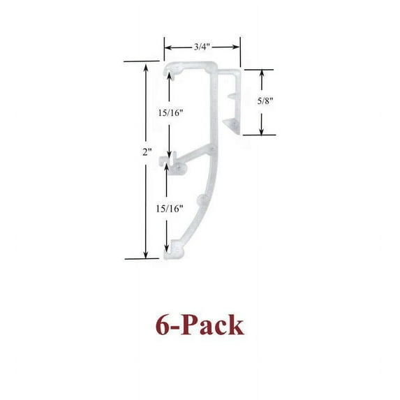 1" Double Slat CLEAR VALANCE CLIPS for WOOD or MINI BLINDS