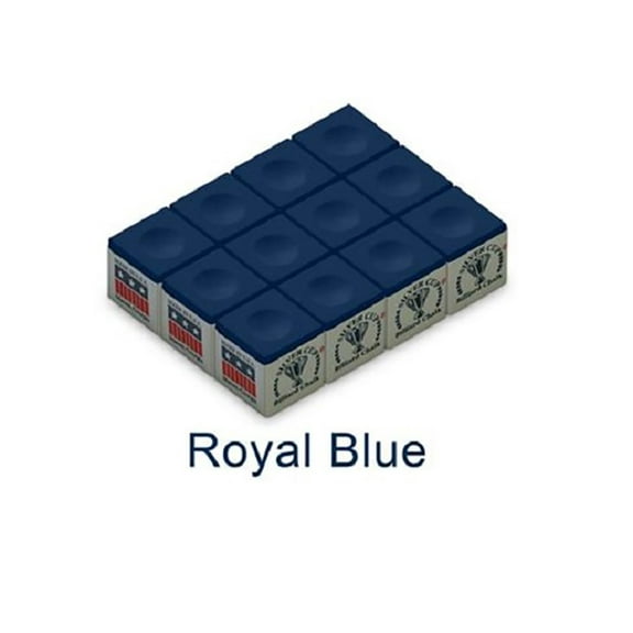 1 Doz Silver Cup Billiards Pool Cue Stick Chalk - Royal Blue (12 cubes)