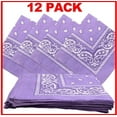 thumbnail image 1 of 1 Dozen (12 ) Classic Paisley Print Bandana Scarfs 100% COTTON size 22 x 22 (Lavender), 1 of 1