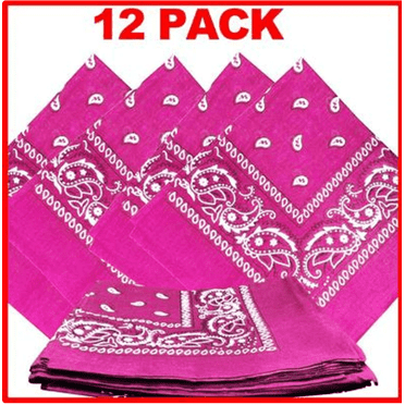 1 Dozen 12 Classic Paisley Print Bandana Scarfs 100 COTTON size 22 x 22 Pink