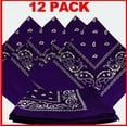 thumbnail image 1 of 1 Dozen (12 ) Classic Paisley Print Bandana Scarfs 100% COTTON size 22 x 22 (Purple), 1 of 1