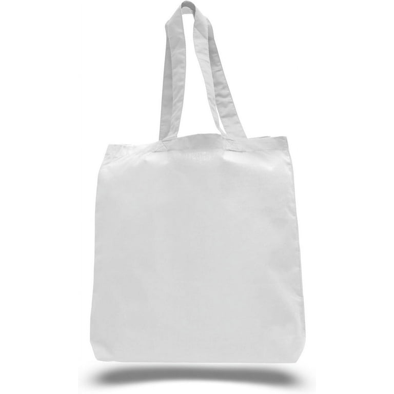 1 Dozen 12 Pack Cheap Cotton Tote Bags Wholesale with Bottom Gusset White