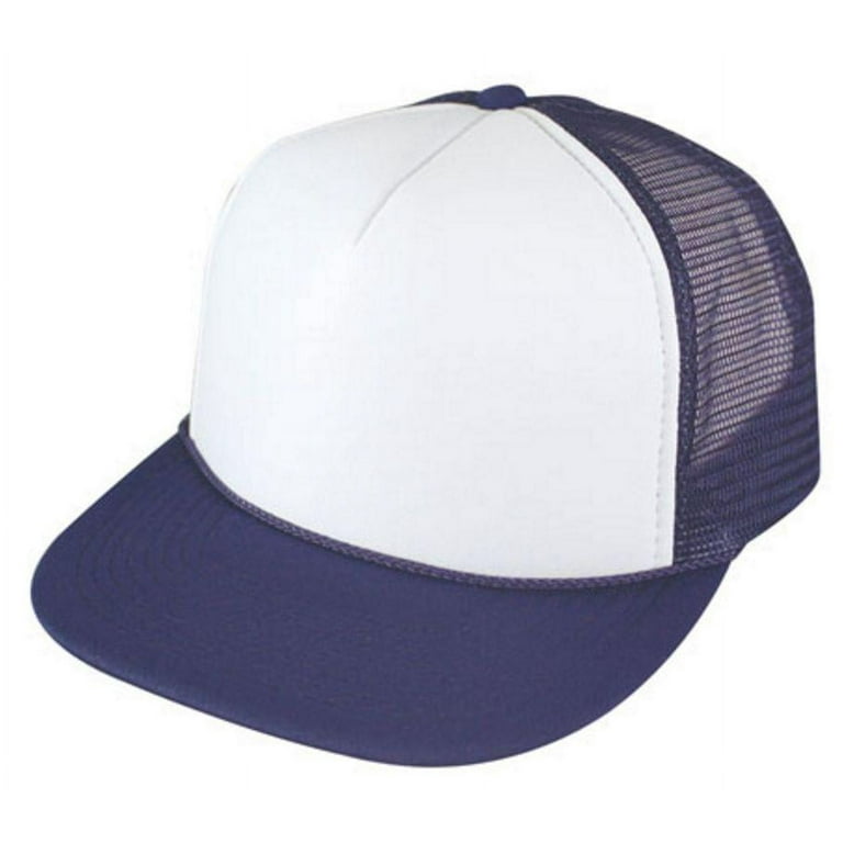 1 Dozen Flat Bill Blank 5 Panel Mesh Foam Trucker Baseball Hats Caps Wholesale Bulk
