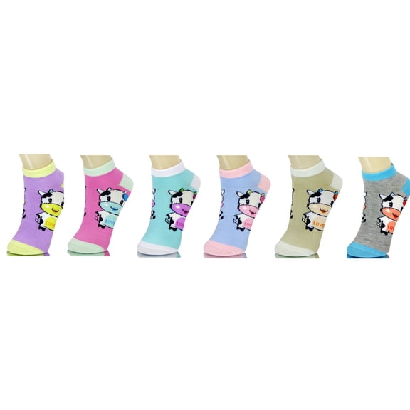 1 Dozen Girl's LowCut Socks Cow Sock (Size: 6~8)