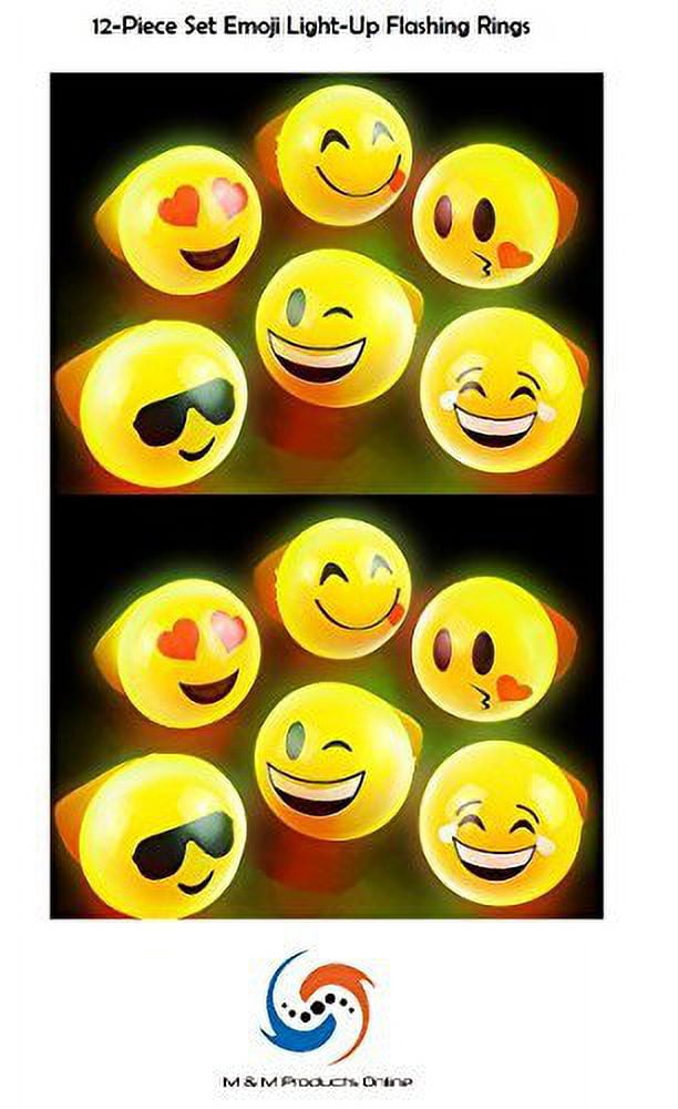 (1 Dozen) LED Flashing Emoji Rings by PlayTime