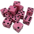 thumbnail image 1 of 1 Dozen Pink Dice - 16 mm Pink Dice with BLACK Pips (dots) stored in an Organza Bag, 1 of 3