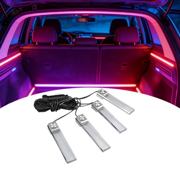 1 Drag 4 Automotive Foot LED Atmosphere Light Colorful Interior Decoration Light Automotive Atmosphere Light Colorful LED Atmosphere Light