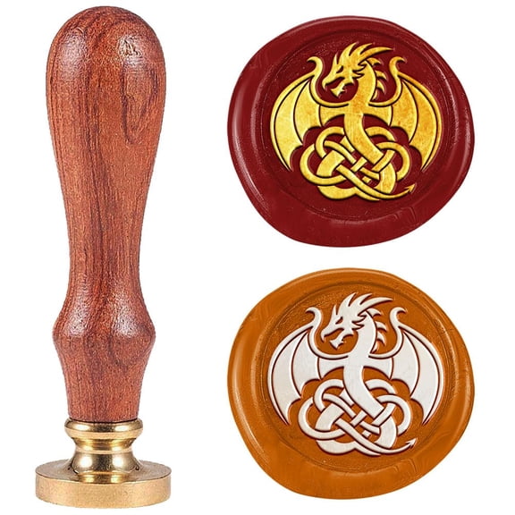 1" Dragon Celt Knot Wax Seal Stamp Retro Sealing Stamps Removable Brass Head Seal Stamp with Wooden Handle Sealing Wax