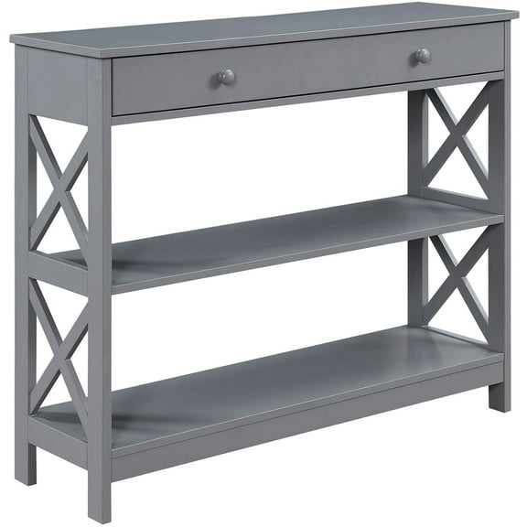 1-Drawer Console Table 39.5" - Farmhouse Sofa Display with Storage Shelf For Living, Family, & Dining Room, Modern Entryway Hall Table for Kitchen, Bedroom, Gray