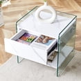 thumbnail image 1 of 1 Drawer MDF Glass Bedside Table / Durable Material, Suitable for Different Rooms, 1 of 5