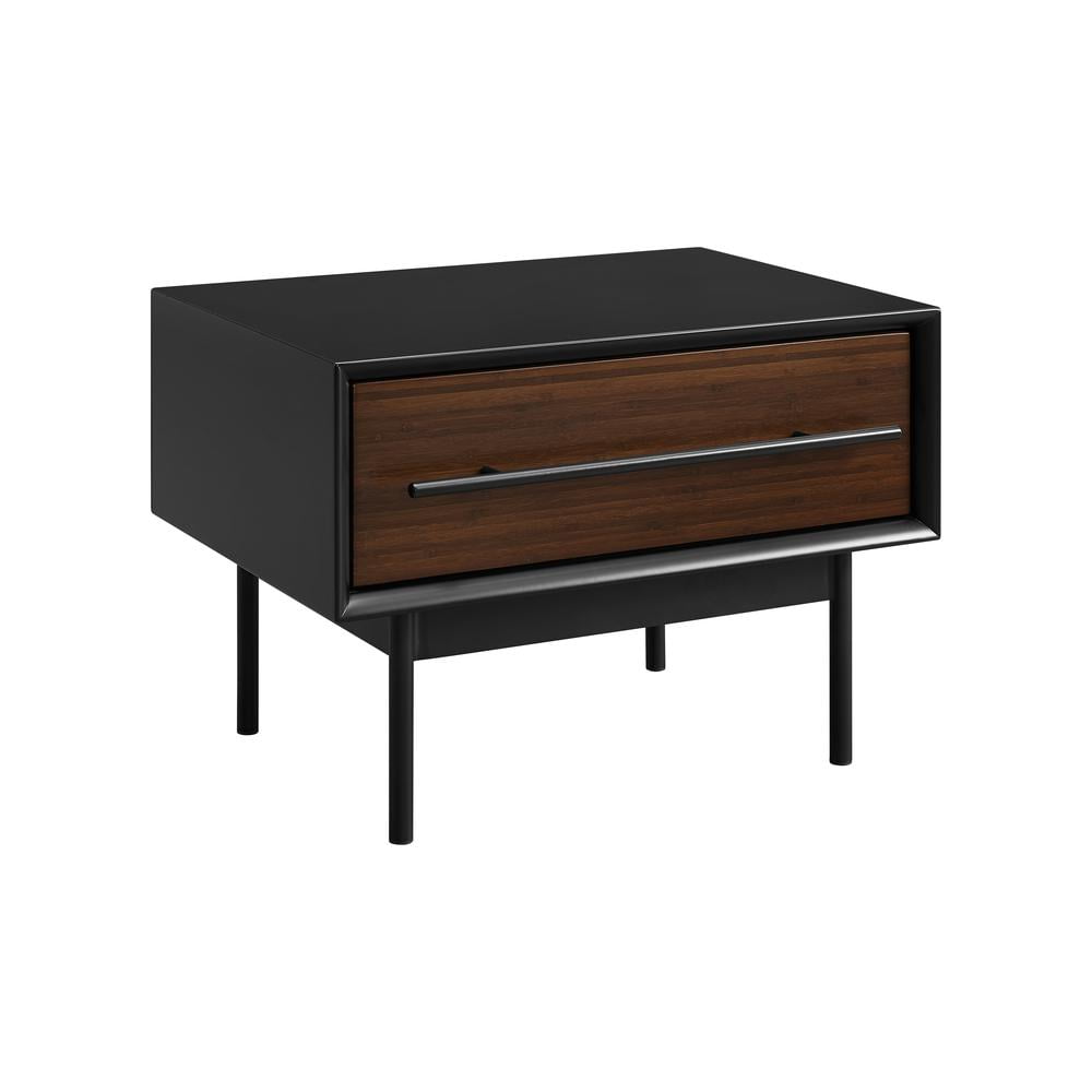 Ruby Bamboo and Black Steel 1-Drawer Nightstand