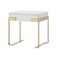 thumbnail image 1 of 1 Drawer Nightstand with Metal Frame Support, Gold and White, 1 of 4