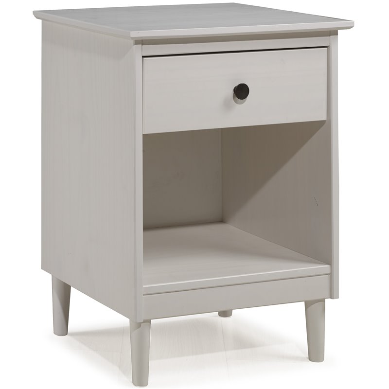 1 Drawer Solid Wood Nightstand in White - image 1 of 4