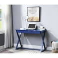 thumbnail image 1 of 1-Drawer Twilight Blue Desk with X-shaped Base - Suitable for Entryway as Console Table, 1 of 1