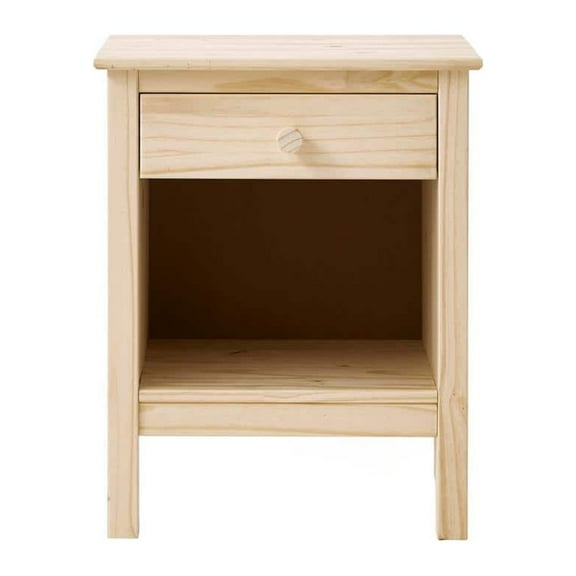 1-Drawer Unfinished Natural Pine Wood Nightstand (25 in. H x 20 in. W x 16.5 in. D)