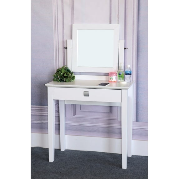 1 Drawer Wooden Vanity Table with Adjustable Mirror, White