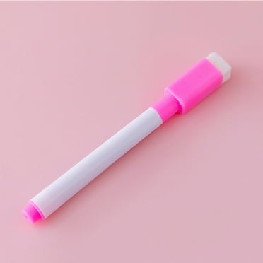 Under $1 Dry Erase Marker with Brush, Whiteboard Marker Pen, Erasable Ink for Office & Presentation Use, Whiteboard Marker with Eraser, Pink, by Goohae